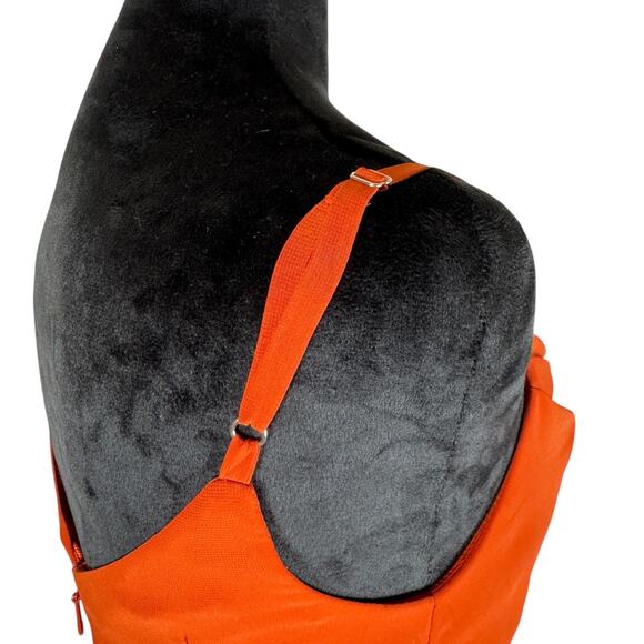 Azazie Summer Paprika Bridesmaid Dress | Size 2 | Rust Midi Asymmetrical Mermaid - Picture 6 of 10